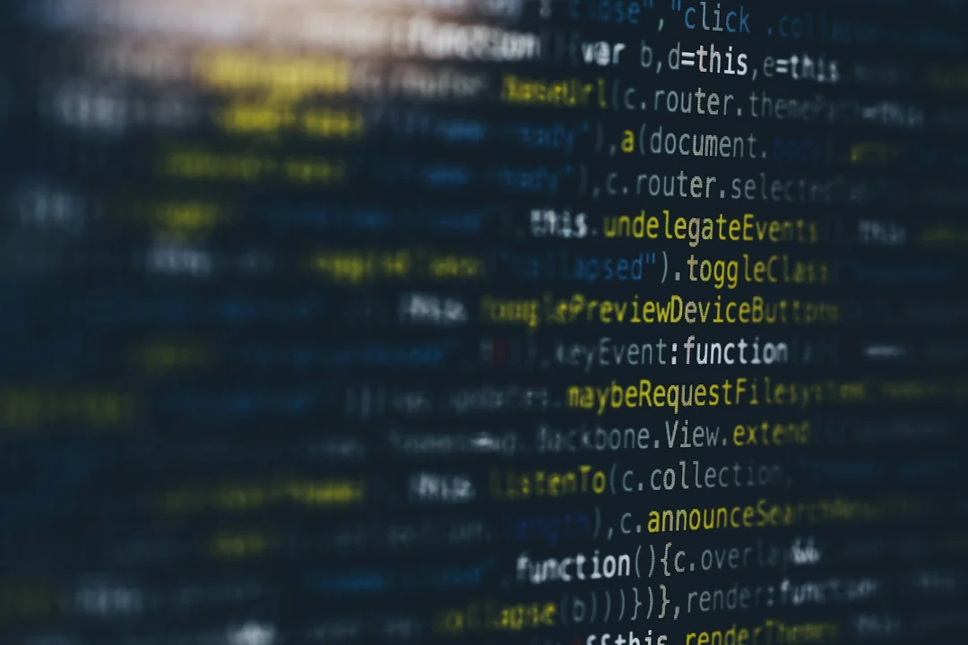 Código de software en una pantalla